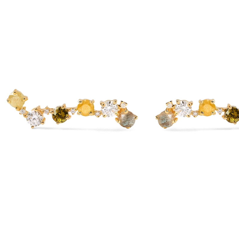 Main Image 6 of PDPAOLA™ at Zales Labradorite and Cubic Zirconia Crawler Earrings in Sterling Silver with 18K Gold Plate