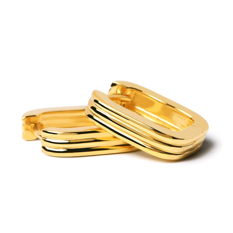 Main Image 5 of PDPAOLA™ at Zales Ribbed U-Hoop Earrings in Sterling Silver with 18K Gold Plate