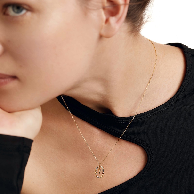 Main Image 2 of PDPAOLA™ at Zales Multi-Color "V" Pendant in Sterling Silver with 18K Gold Plate