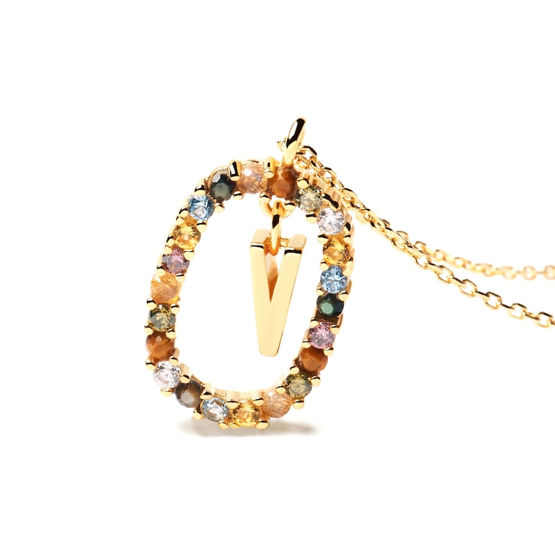 Main Image 4 of PDPAOLA™ at Zales Multi-Color "V" Pendant in Sterling Silver with 18K Gold Plate