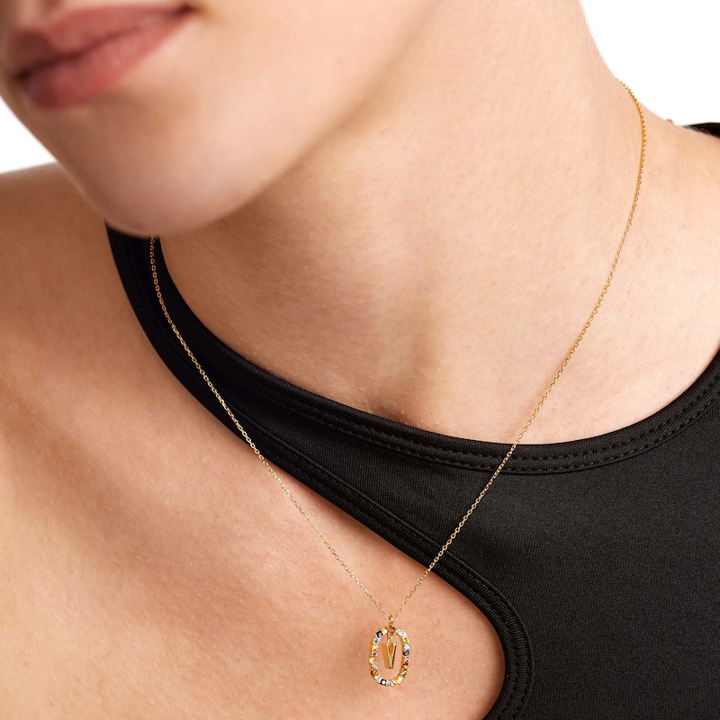 Main Image 5 of PDPAOLA™ at Zales Multi-Color "V" Pendant in Sterling Silver with 18K Gold Plate