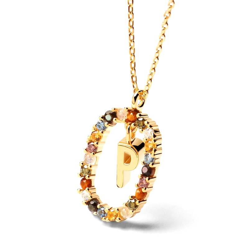 Main Image 3 of PDPAOLA™ at Zales Multi-Color "P" Pendant in Sterling Silver with 18K Gold Plate
