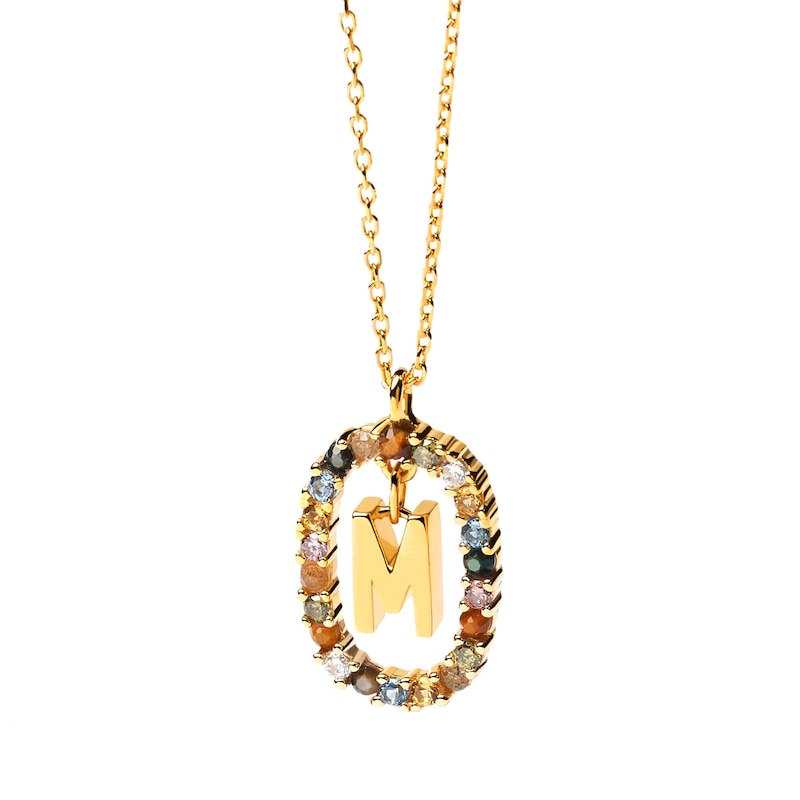Main Image 1 of PDPAOLA™ at Zales Multi-Color "M" Pendant in Sterling Silver with 18K Gold Plate