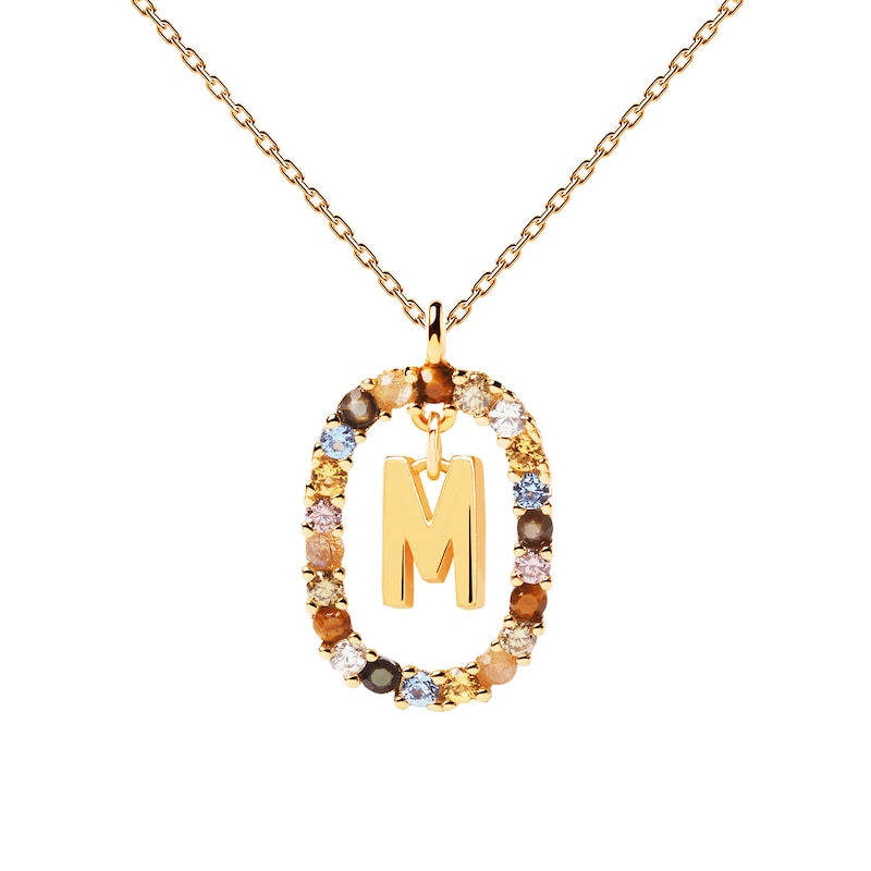 Main Image 6 of PDPAOLA™ at Zales Multi-Color "M" Pendant in Sterling Silver with 18K Gold Plate
