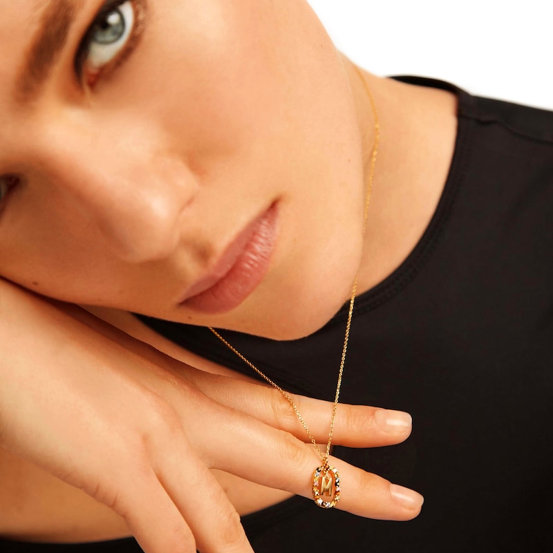 Main Image 7 of PDPAOLA™ at Zales Multi-Color "M" Pendant in Sterling Silver with 18K Gold Plate