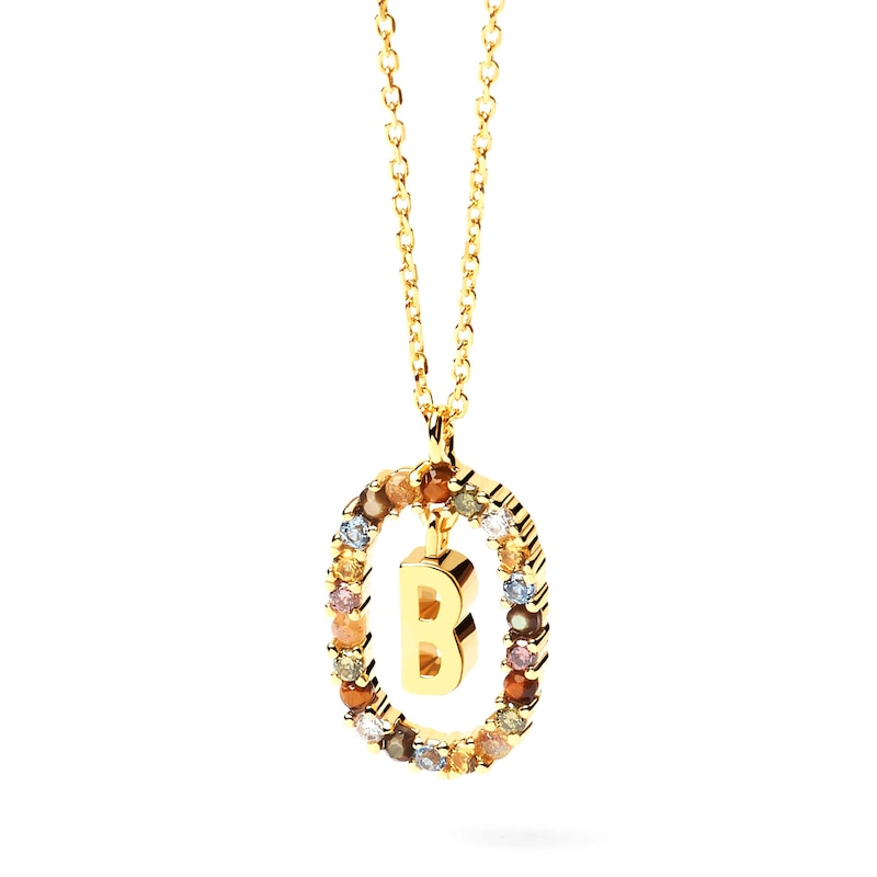 Main Image 3 of PDPAOLA™ at Zales Multi-Color "B" Pendant in Sterling Silver with 18K Gold Plate