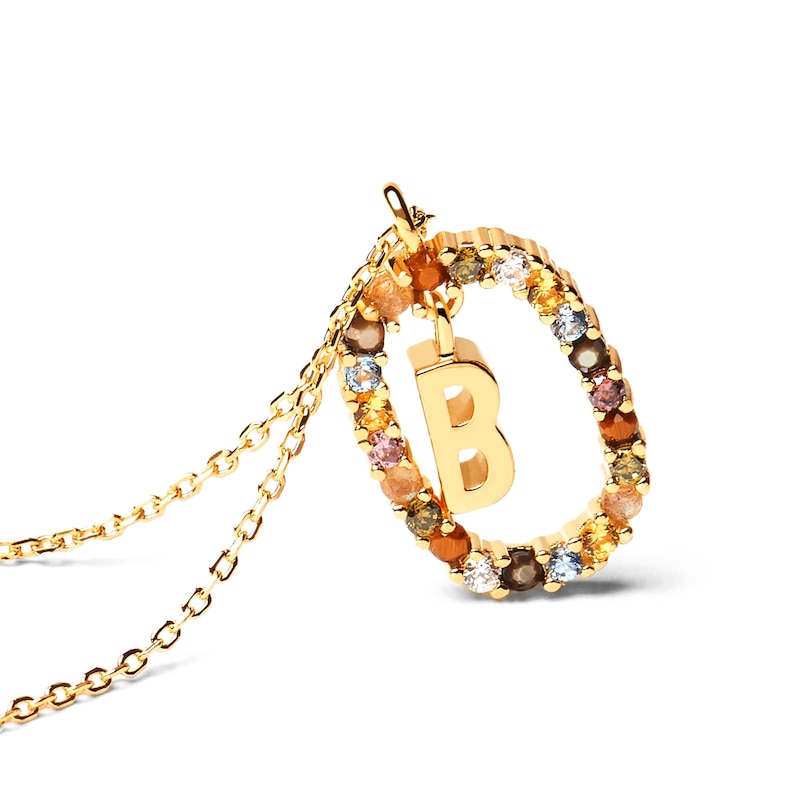 Main Image 4 of PDPAOLA™ at Zales Multi-Color "B" Pendant in Sterling Silver with 18K Gold Plate