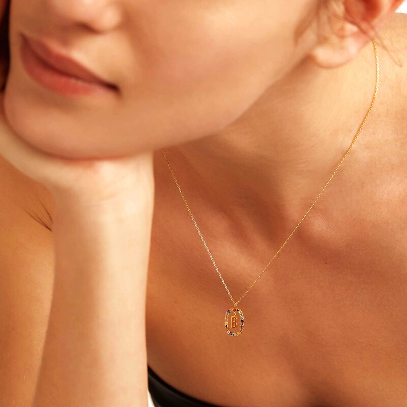 Main Image 5 of PDPAOLA™ at Zales Multi-Color "B" Pendant in Sterling Silver with 18K Gold Plate