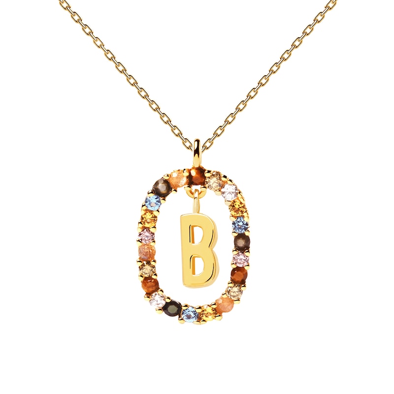 Main Image 6 of PDPAOLA™ at Zales Multi-Color "B" Pendant in Sterling Silver with 18K Gold Plate