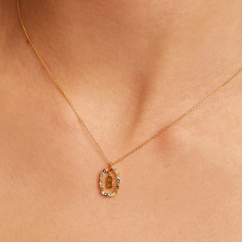 Main Image 7 of PDPAOLA™ at Zales Multi-Color "B" Pendant in Sterling Silver with 18K Gold Plate
