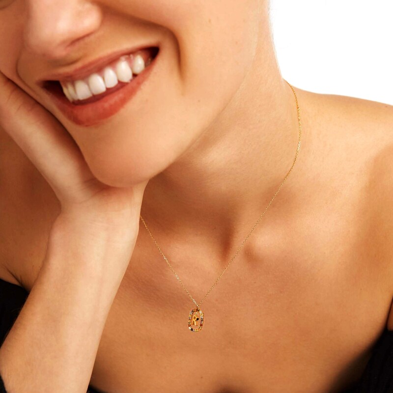 Main Image 2 of PDPAOLA™ at Zales Multi-Color "R" Pendant in Sterling Silver with 18K Gold Plate