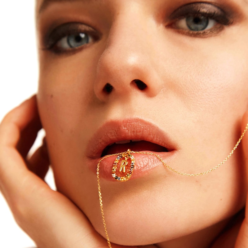 Main Image 5 of PDPAOLA™ at Zales Multi-Color "R" Pendant in Sterling Silver with 18K Gold Plate