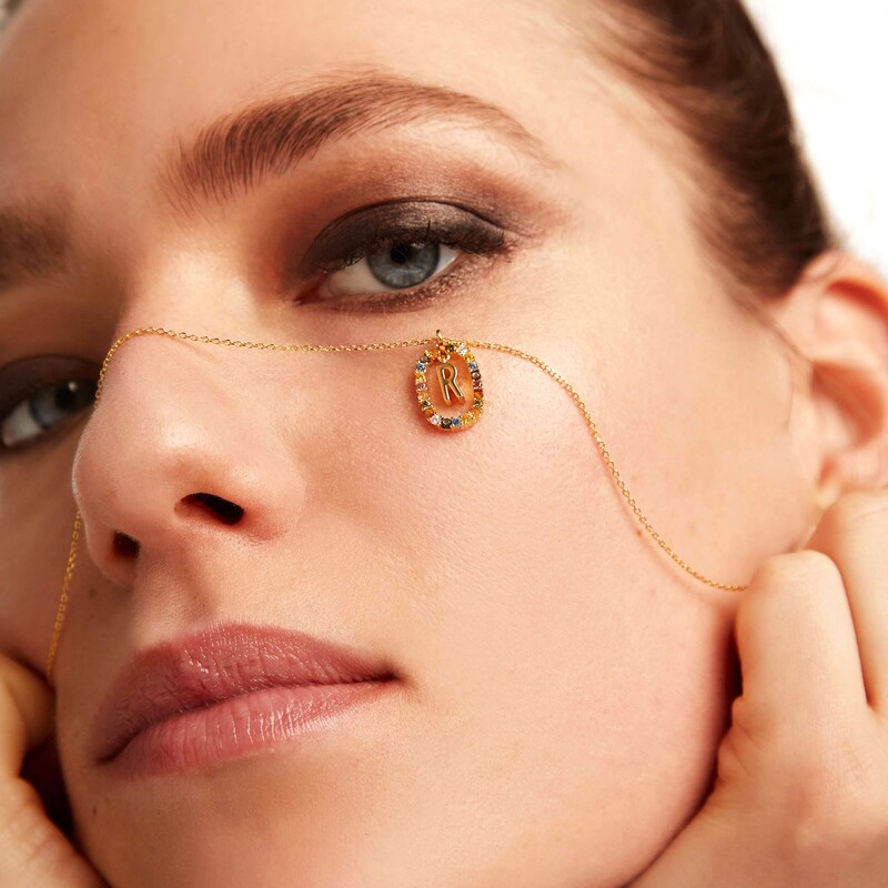 Main Image 7 of PDPAOLA™ at Zales Multi-Color "R" Pendant in Sterling Silver with 18K Gold Plate