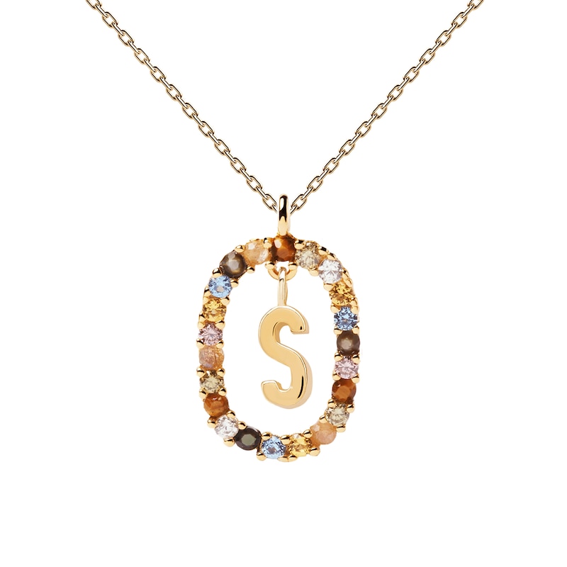 Main Image 5 of PDPAOLA™ at Zales Multi-Color "S" Pendant in Sterling Silver with 18K Gold Plate
