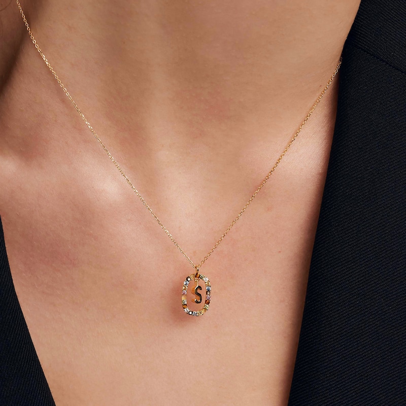 Main Image 7 of PDPAOLA™ at Zales Multi-Color "S" Pendant in Sterling Silver with 18K Gold Plate
