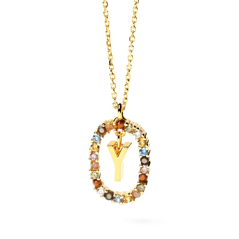 Main Image 3 of PDPAOLA™ at Zales Multi-Color "Y" Pendant in Sterling Silver with 18K Gold Plate
