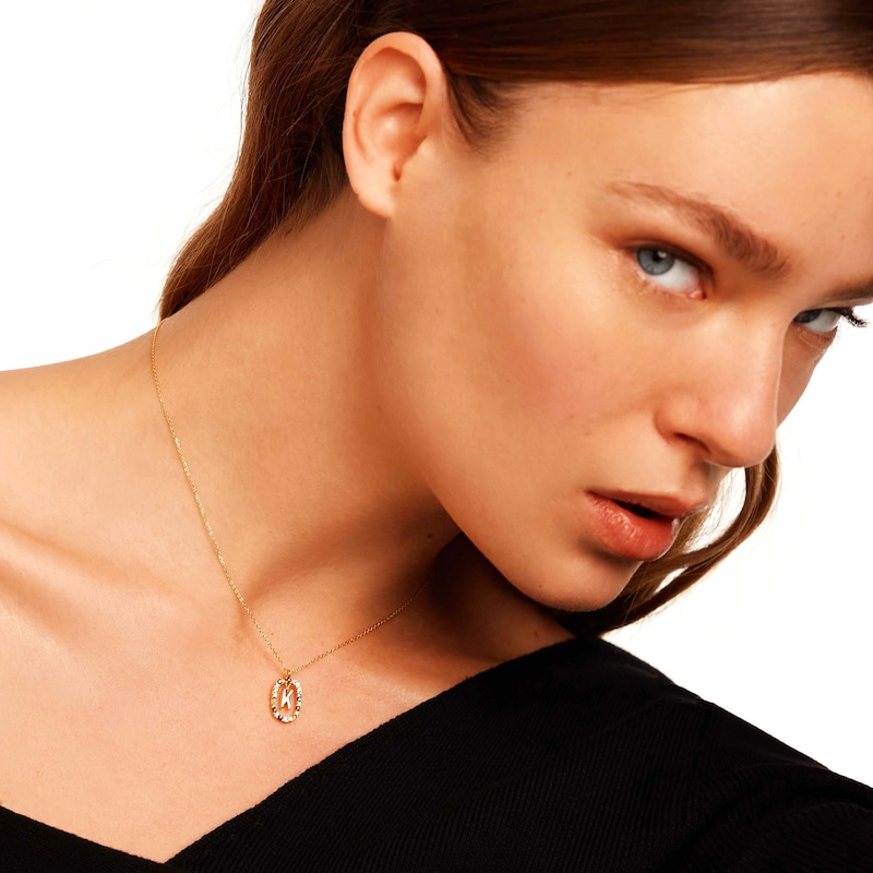 Main Image 2 of PDPAOLA™ at Zales Multi-Color "K" Pendant in Sterling Silver with 18K Gold Plate