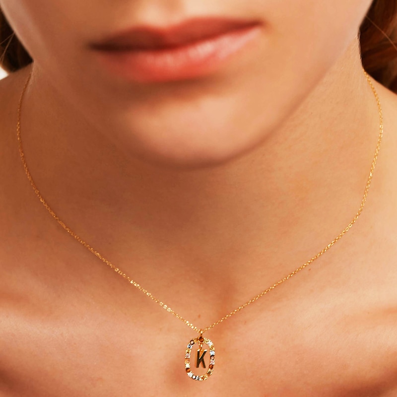 Main Image 6 of PDPAOLA™ at Zales Multi-Color "K" Pendant in Sterling Silver with 18K Gold Plate