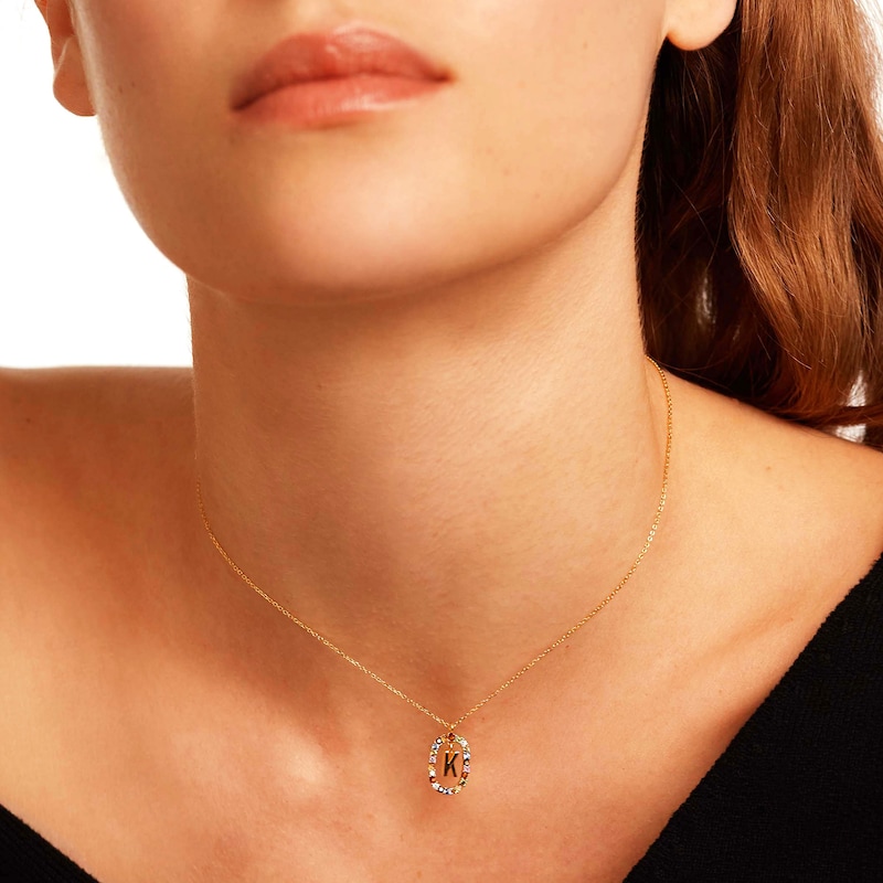 Main Image 7 of PDPAOLA™ at Zales Multi-Color "K" Pendant in Sterling Silver with 18K Gold Plate