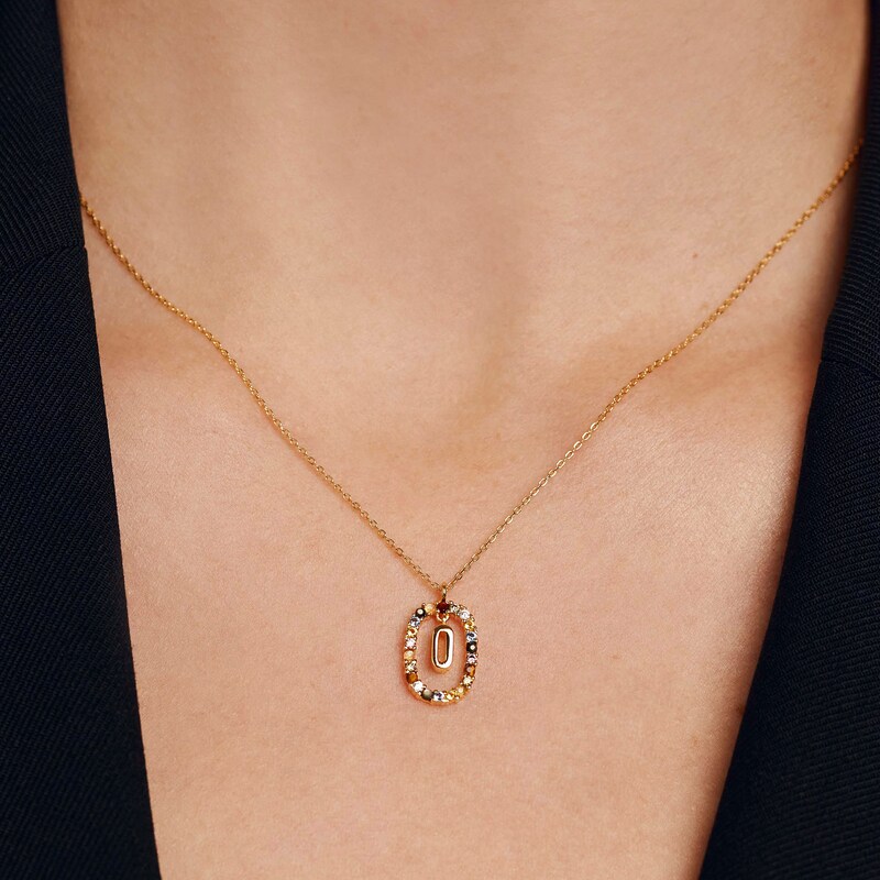 Main Image 4 of PDPAOLA™ at Zales Multi-Color "O" Pendant in Sterling Silver with 18K Gold Plate