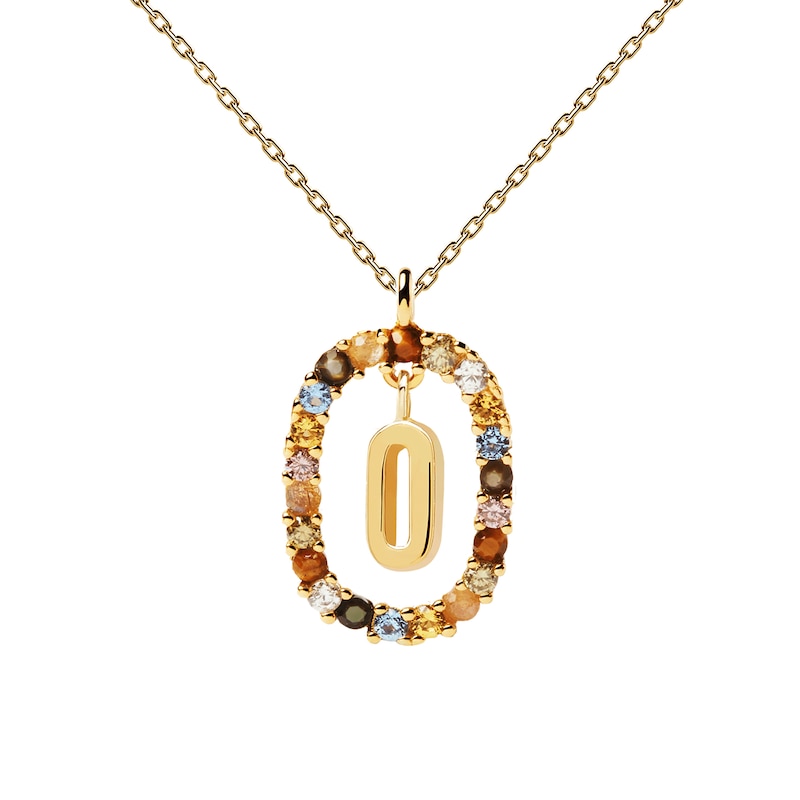 Main Image 5 of PDPAOLA™ at Zales Multi-Color "O" Pendant in Sterling Silver with 18K Gold Plate