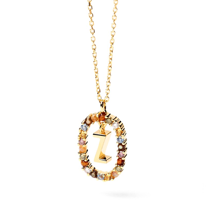 Main Image 3 of PDPAOLA™ at Zales Multi-Color "Z" Pendant in Sterling Silver with 18K Gold Plate