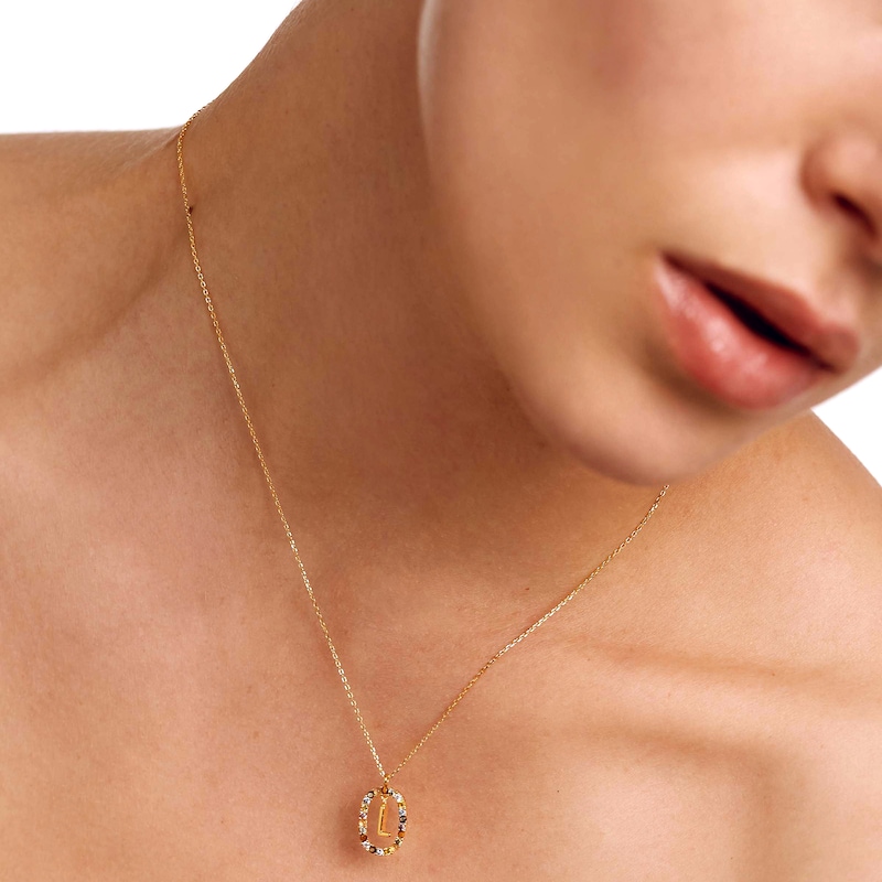 Main Image 2 of PDPAOLA™ at Zales Multi-Color "L" Pendant in Sterling Silver with 18K Gold Plate