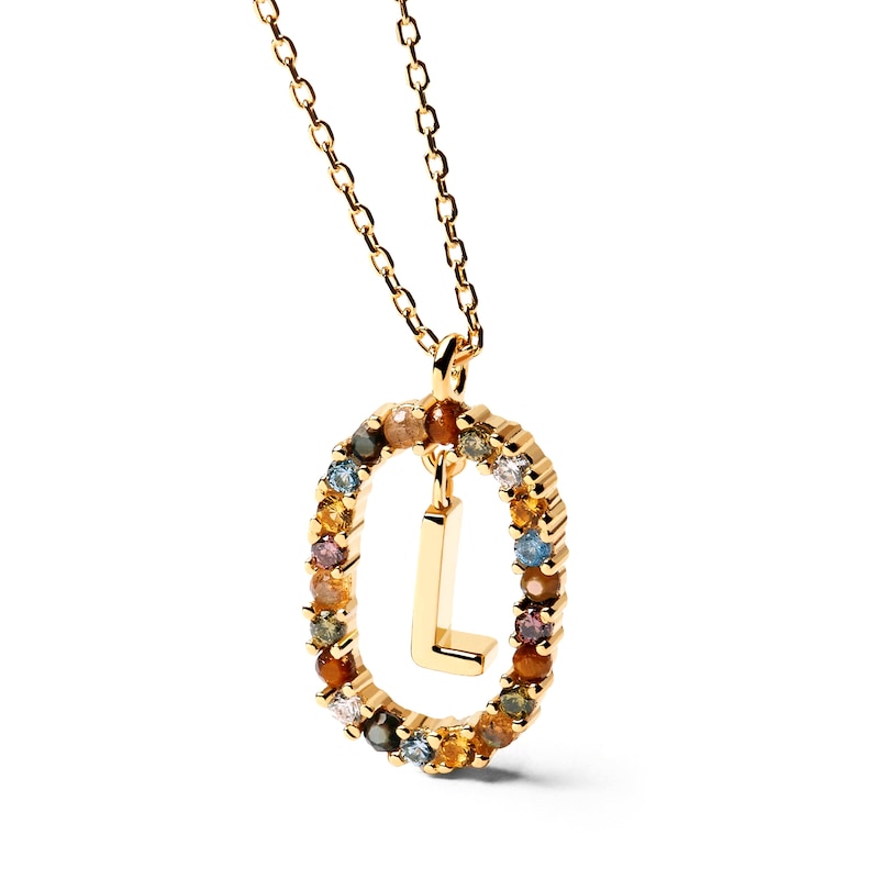 Main Image 3 of PDPAOLA™ at Zales Multi-Color "L" Pendant in Sterling Silver with 18K Gold Plate