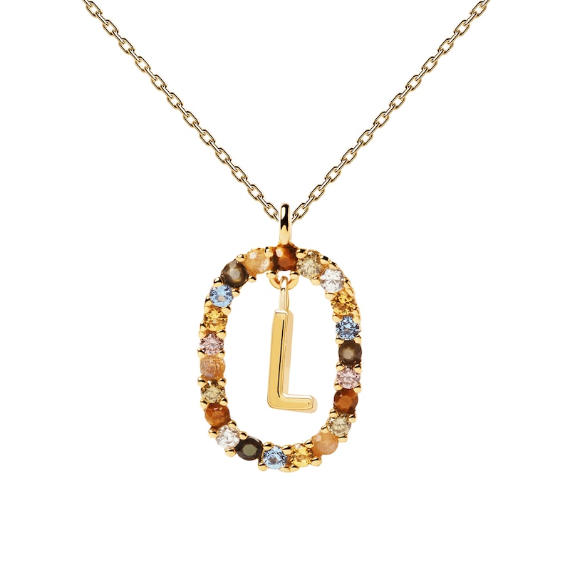 Main Image 5 of PDPAOLA™ at Zales Multi-Color "L" Pendant in Sterling Silver with 18K Gold Plate