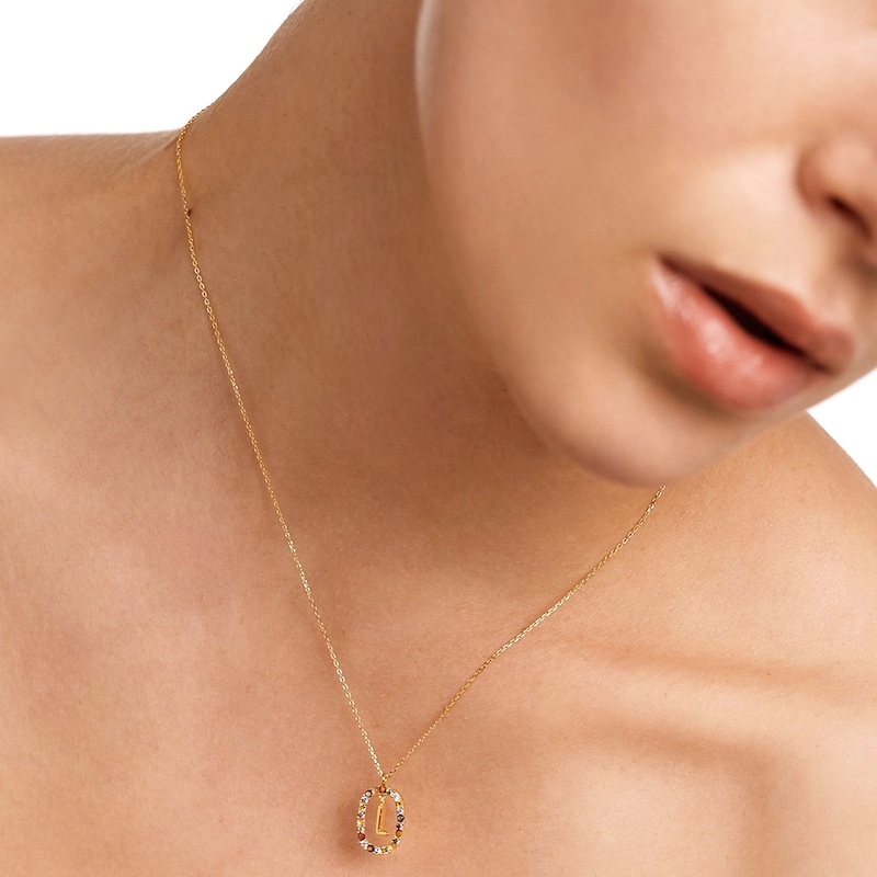 Main Image 6 of PDPAOLA™ at Zales Multi-Color "L" Pendant in Sterling Silver with 18K Gold Plate