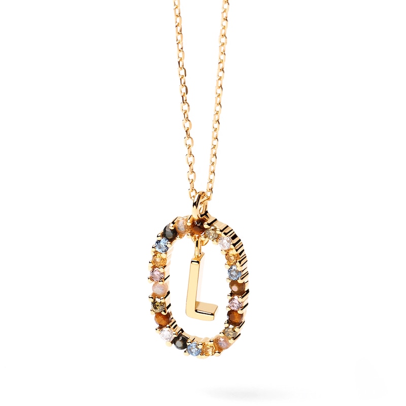 Main Image 7 of PDPAOLA™ at Zales Multi-Color "L" Pendant in Sterling Silver with 18K Gold Plate