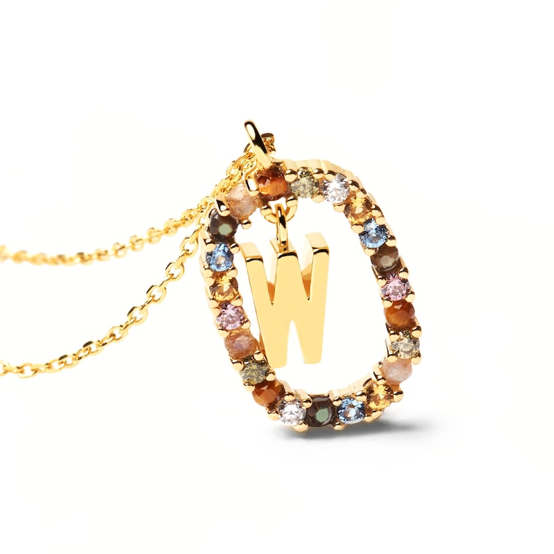 Main Image 4 of PDPAOLA™ at Zales Multi-Color "W" Pendant in Sterling Silver with 18K Gold Plate