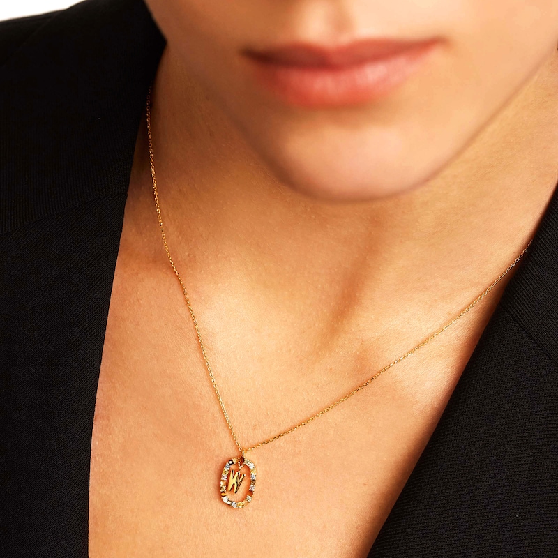 Main Image 5 of PDPAOLA™ at Zales Multi-Color "W" Pendant in Sterling Silver with 18K Gold Plate