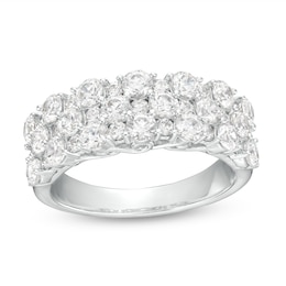 2 CT. T.W. Certified Lab-Grown Diamond Alternating Triple Row Anniversary Band in 14K White Gold (F/VS2)