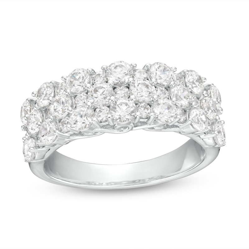 Main Image 1 of 2 CT. T.W. Certified Lab-Grown Diamond Alternating Triple Row Anniversary Band in 14K White Gold (F/VS2)