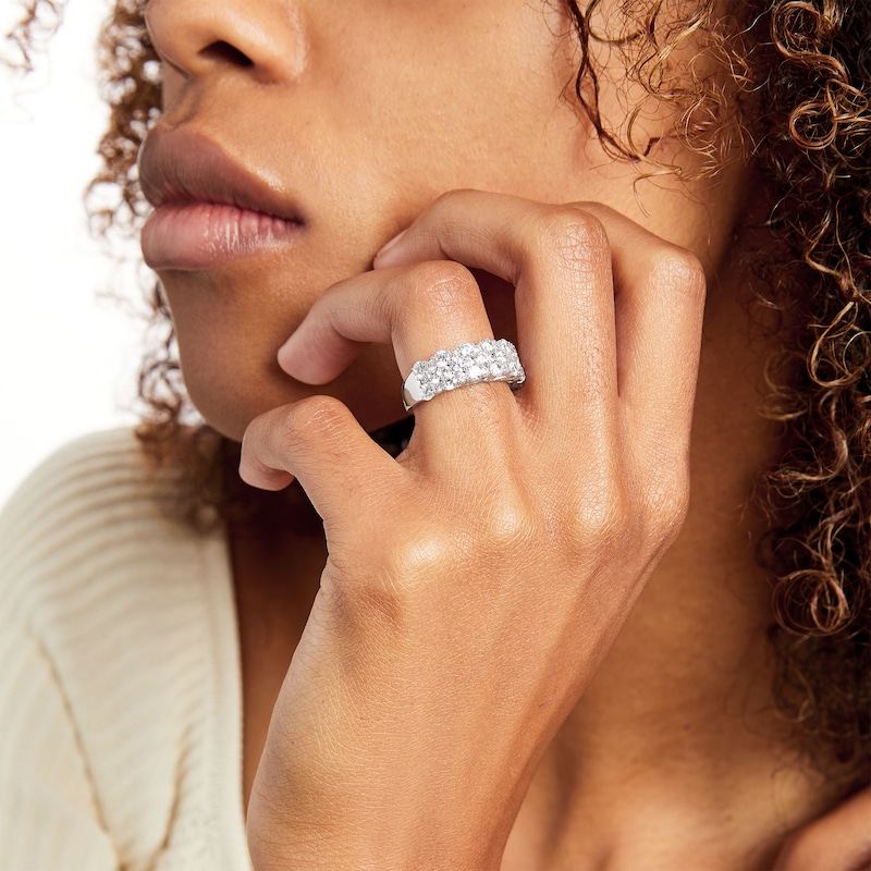 Main Image 2 of 2 CT. T.W. Certified Lab-Grown Diamond Alternating Triple Row Anniversary Band in 14K White Gold (F/VS2)