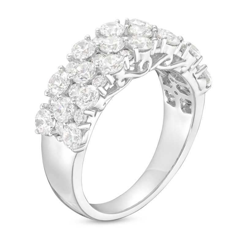 Main Image 3 of 2 CT. T.W. Certified Lab-Grown Diamond Alternating Triple Row Anniversary Band in 14K White Gold (F/VS2)