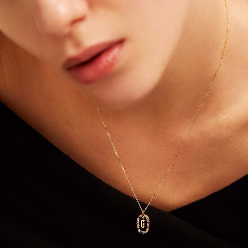 Main Image 6 of PDPAOLA™ at Zales Multi-Color "G" Pendant in Sterling Silver with 18K Gold Plate