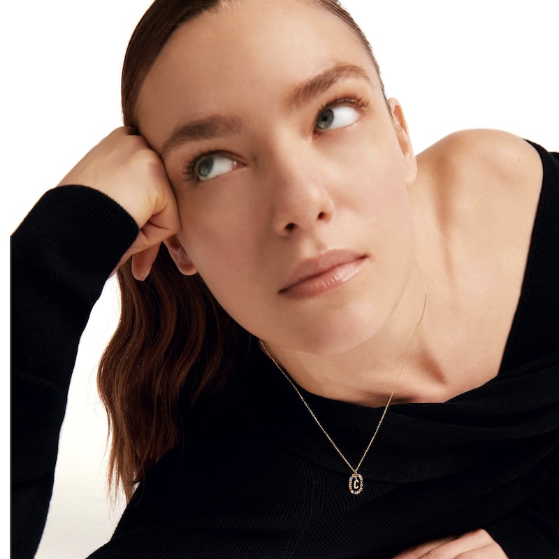 Main Image 2 of PDPAOLA™ at Zales Multi-Color "C" Pendant in Sterling Silver with 18K Gold Plate