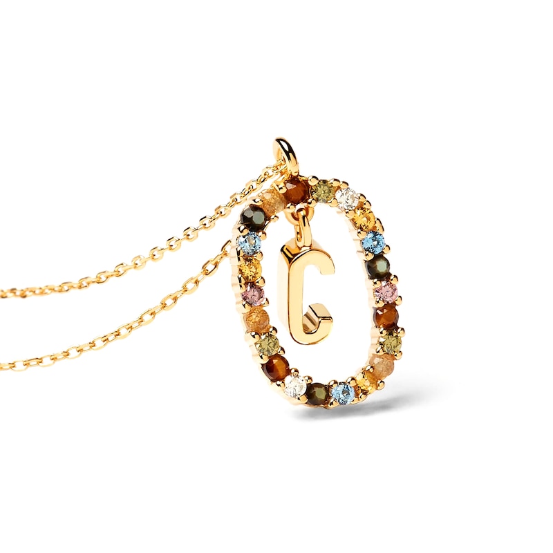 Main Image 3 of PDPAOLA™ at Zales Multi-Color "C" Pendant in Sterling Silver with 18K Gold Plate