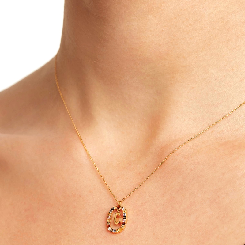 Main Image 6 of PDPAOLA™ at Zales Multi-Color "C" Pendant in Sterling Silver with 18K Gold Plate