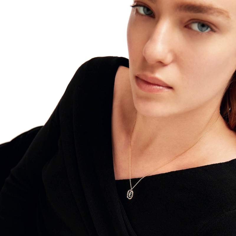 Main Image 2 of PDPAOLA™ at Zales Multi-Color "E" Pendant in Sterling Silver with 18K Gold Plate