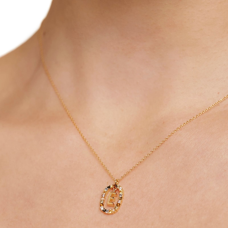 Main Image 4 of PDPAOLA™ at Zales Multi-Color "E" Pendant in Sterling Silver with 18K Gold Plate