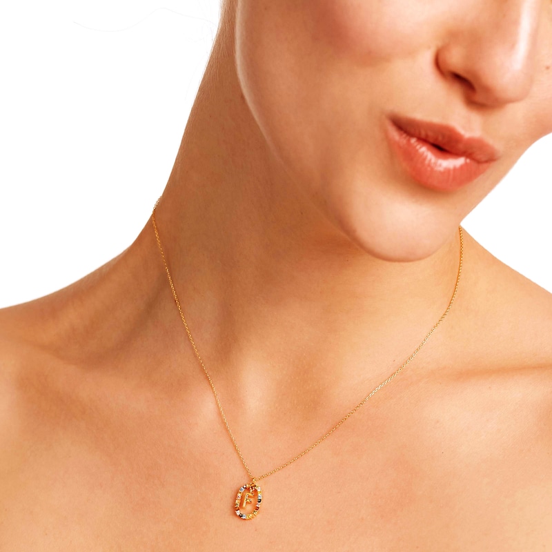 Main Image 5 of PDPAOLA™ at Zales Multi-Color "F" Pendant in Sterling Silver with 18K Gold Plate