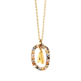 PDPAOLA™ at Zales Multi-Color Initial Pendant in Sterling Silver with 18K Gold Plate (Letters A-Z)