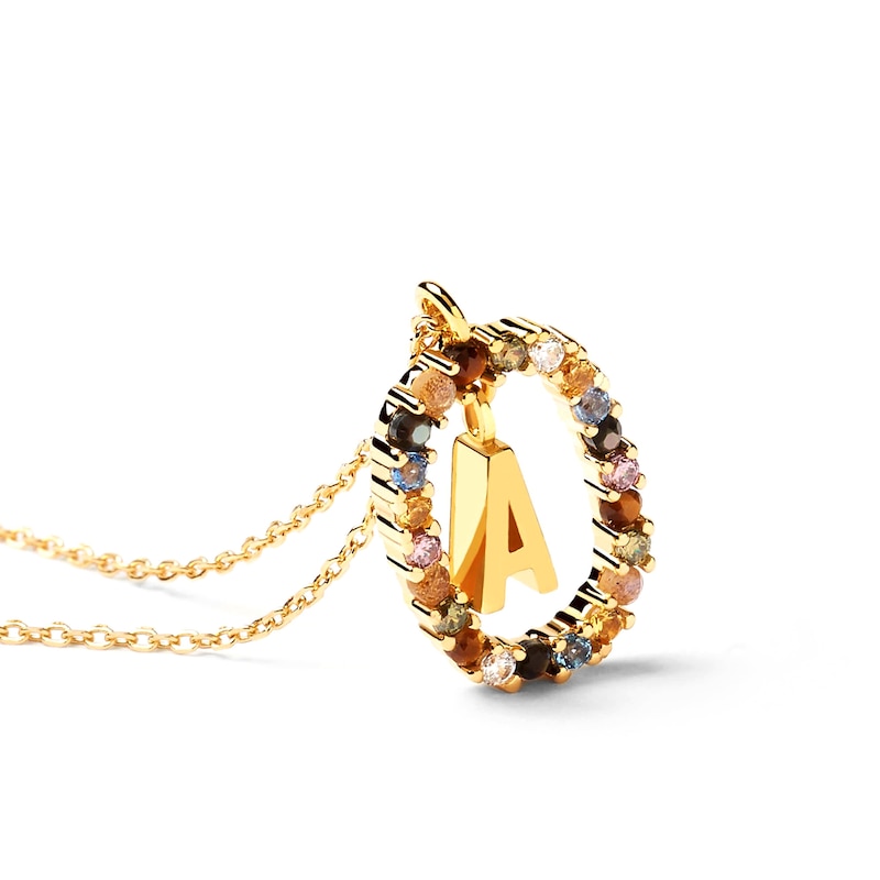 Main Image 4 of PDPAOLA™ at Zales Multi-Color Initial Pendant in Sterling Silver with 18K Gold Plate (Letters A-Z)