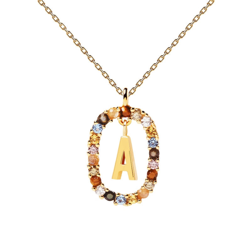Main Image 6 of PDPAOLA™ at Zales Multi-Color Initial Pendant in Sterling Silver with 18K Gold Plate (Letters A-Z)