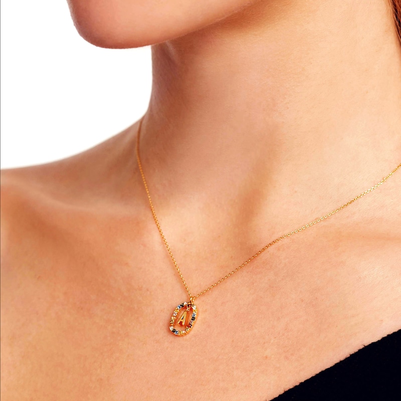 Main Image 9 of PDPAOLA™ at Zales Multi-Color Initial Pendant in Sterling Silver with 18K Gold Plate (Letters A-Z)