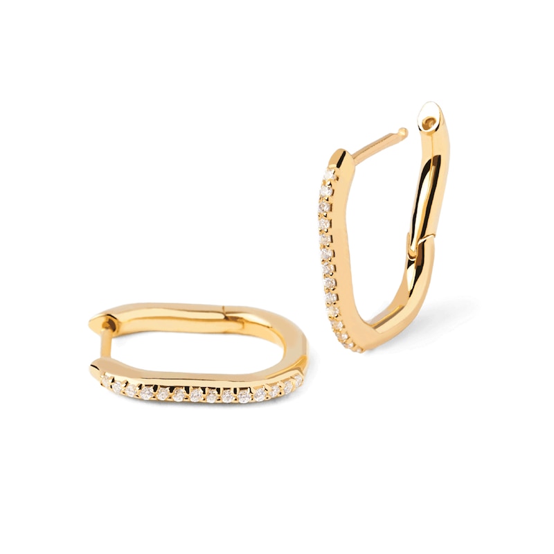 Main Image 1 of PDPAOLA™ at Zales Cubic Zirconia U-Hoop Earrings in Sterling Silver with 18K Gold Plate