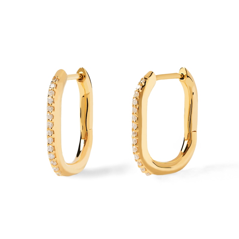 Main Image 5 of PDPAOLA™ at Zales Cubic Zirconia U-Hoop Earrings in Sterling Silver with 18K Gold Plate